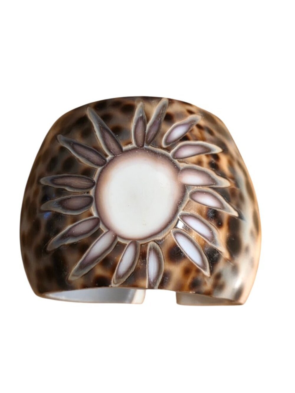 Vintage Cypraea Tigris Etched Seashell Napkin Rings Set of 6 Tiger Cowrie